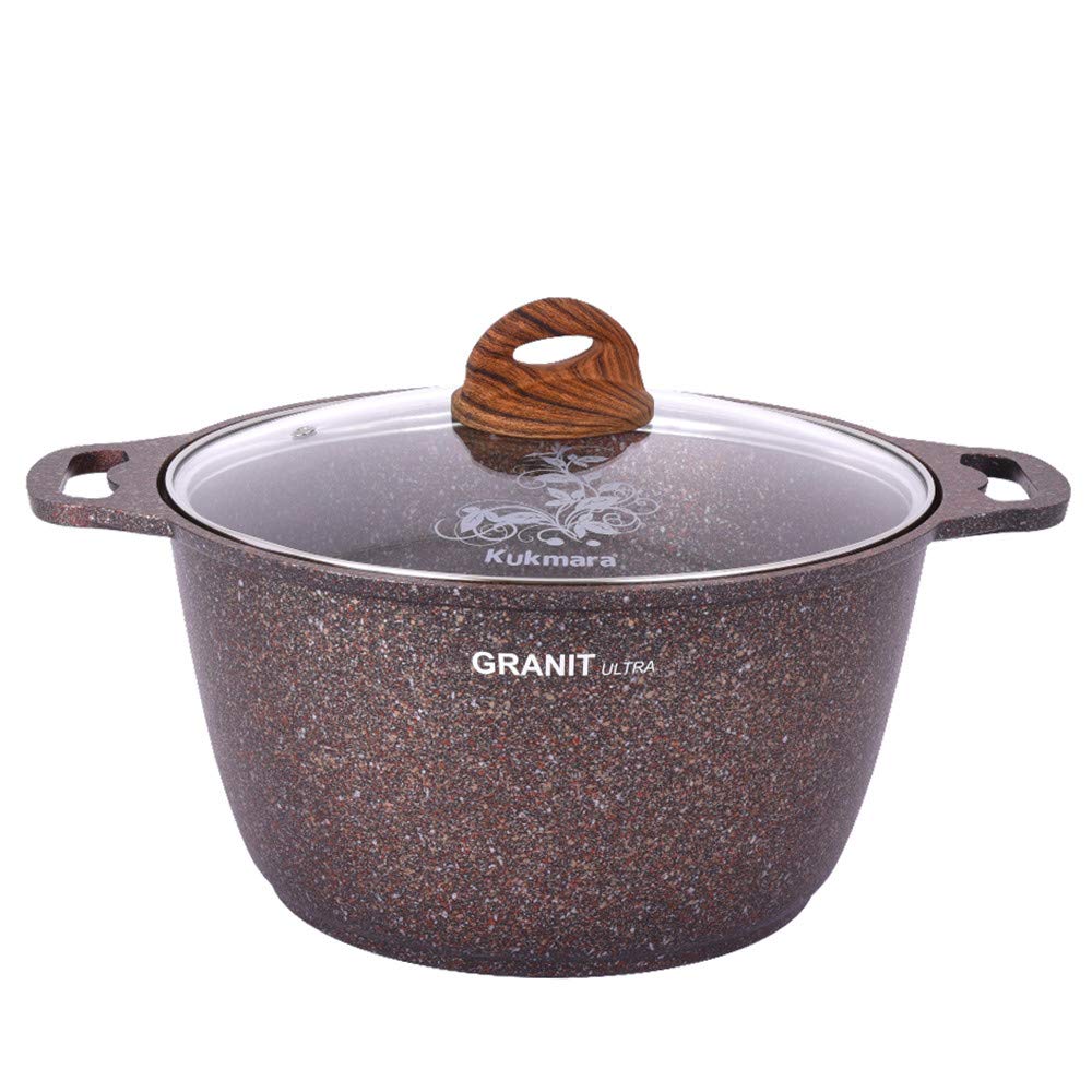 Cooking Pot Aluminum Pot with Glass Lid "Granit ultra" (red) Cookware Kitchen Pot (6.3-qt. (6 L))