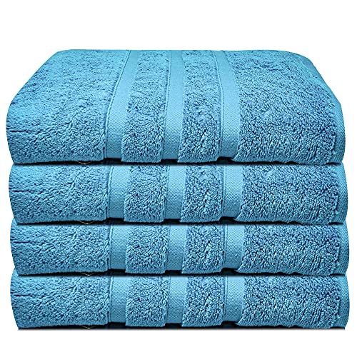 Luxury Bath Sheets Zero Twist Cotton 600 GSM (90 x140cm) Thick & Plush Hotel Quality Large Pool Spa & Hotel Bathroom Bath Towels | Pack Of 4 Teal Blue