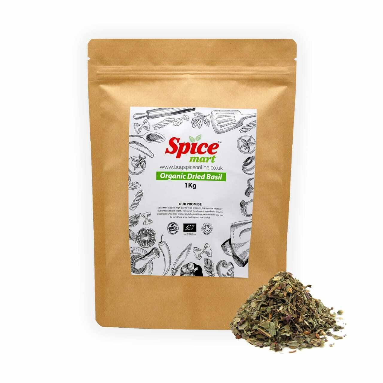 Organic Herbs | Herbal Tea Infusion Premium Quality by Spice Mart® Free UK P&P 50g-450g (50 Grams, Basil)