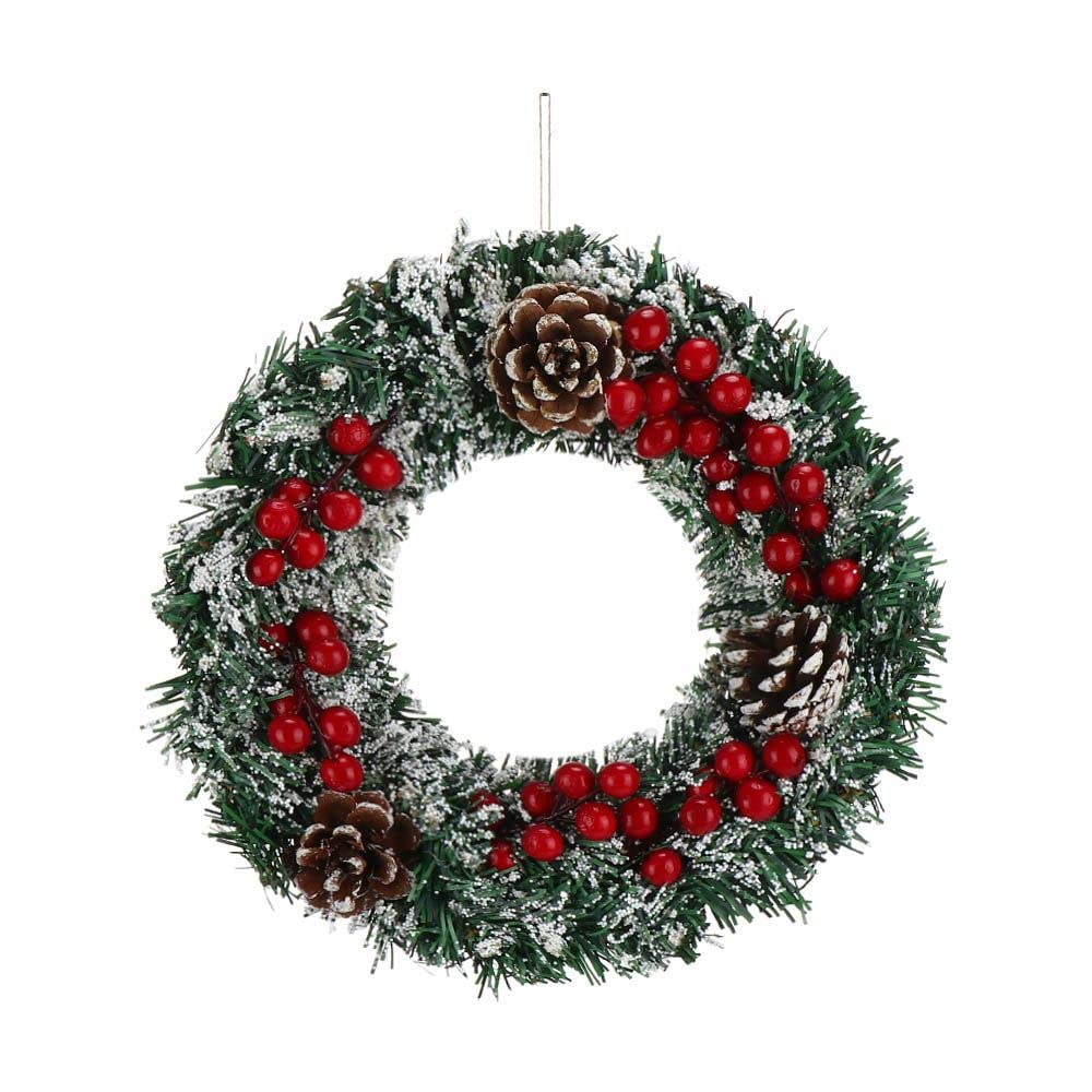 Weihnachtskrippe Heilige Familie Kranz Künstliche Erdbeere Grün Bogen Jesus Christus Hängende Girlande Weihnachten Haustür Dekor (Farbe: 32CM-L)