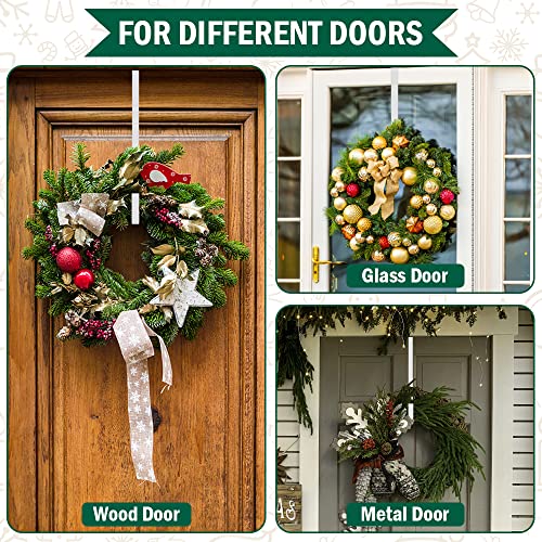lmytdo Christmas Wreath Hanger for Front Door (12 in/30cm) Strong Metal Wreath Door Hanger Over Door Hooks for Wreath Holder for Xmas Wall Wedding Decor (4Packs White) - Image 2