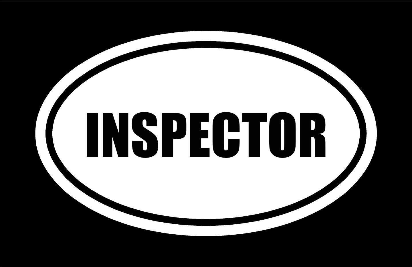 Beach Graphic ProsBeach Graphic Pros 3" die Cut White Vinyl Inspector Oval Euro Style Vinyl Decal Sticker Great for Mug Phone Hardhat Helmet