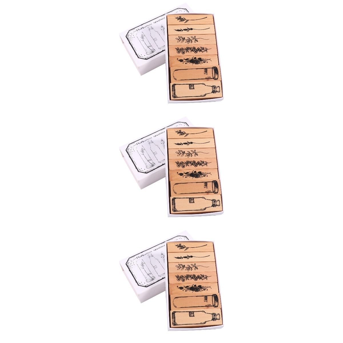 ARTIBETTER 3 Stück Vintage Holzstempel für Pflanzen Dekorative Stempel für Scrapbooking und Briefkarten Robustes Holzmaterial für Bastelprojekte Vielfältige Designs