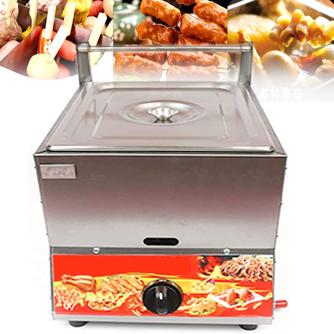 Multifunction Home/Commercial Gas Fryer, Natural Gas Burners Countertop Fryers with Fryer Baskets, Stainless Steel LPG Fryer, Adjustable Thermostat Kitchen Easy Clean