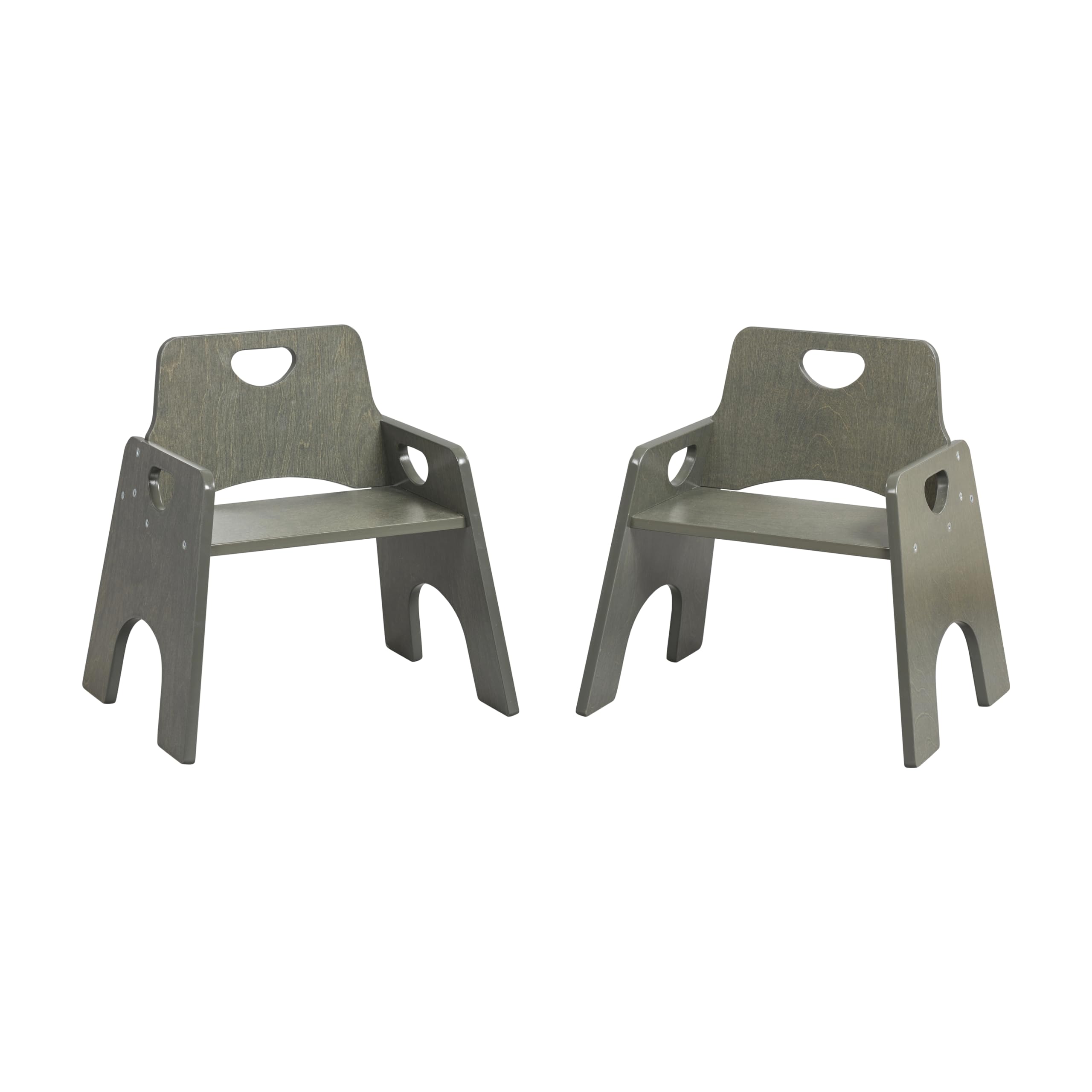 ECR4Kids Stackable Wooden Toddler Chair, 10in, Kids Furniture, Grey Wash, 2-Pack