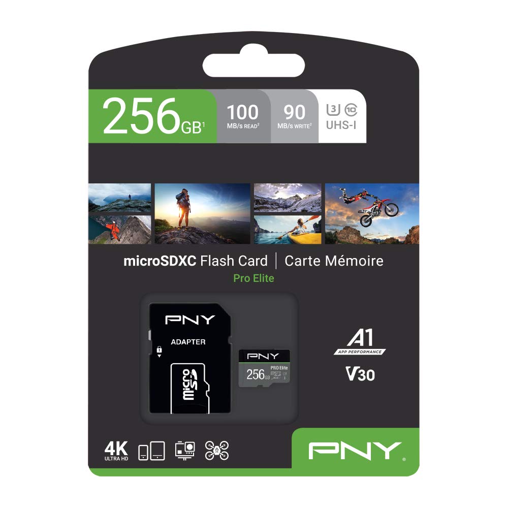 PNY Pro Elite microSDXC Card 256GB Class 10 UHS-I U3 100MB/s A1 V30