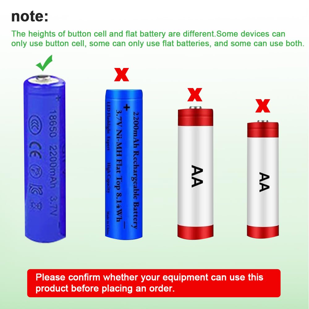 4 Pezzi 2200mAh Batterie 3.7V Ricaricabili, 3.7Volt Button Top NiMH Batteria Ricaricabile con Caricabatterie a 4 Slot, per Fotocamera, Piccolo Ventilatore, LED Lampada Frontale, Luci Solari