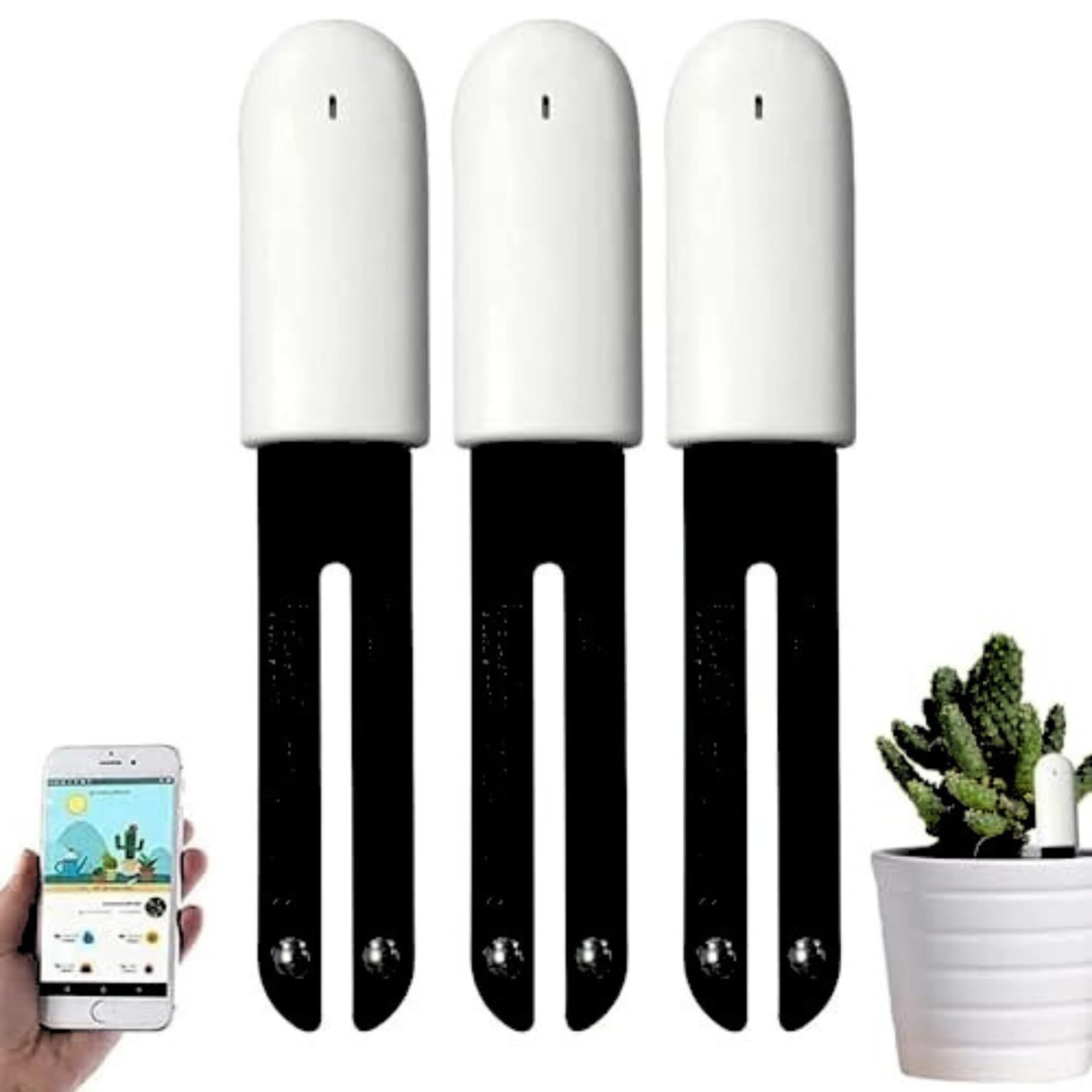 4 Hop 1 Capteur Testeur de Sol, Humidité Plante Meter Sol, Intelligente Hygrometre Plante, Surveillance Automatique du Niveau D'humidité/Lumière/Fertilité/Température, pour Mijia APP (3 Packs)
