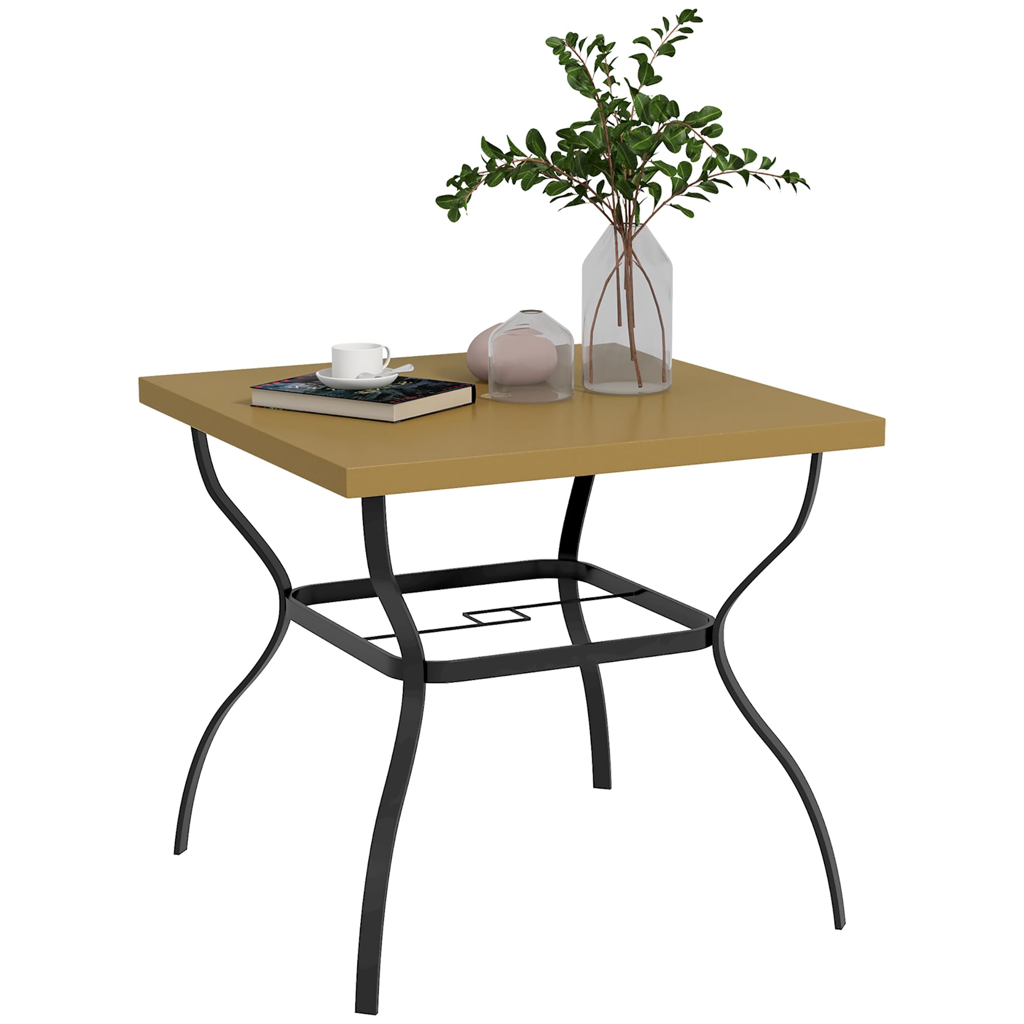 Outsunny Garden Dining Table w/ Umbrella Hole - Dining Table for 4 - Brown - Brown  | TJ Hughes Grey