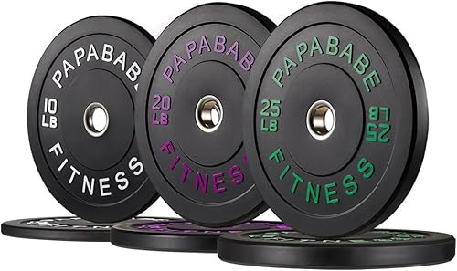 Miniatura 8 de Papababe Weight Plates, 2-Inch Weights Plates Set, Floor Protective Rubber Weight Plates, 10-600lbs Bumper Plates for Barbell Strength Training &