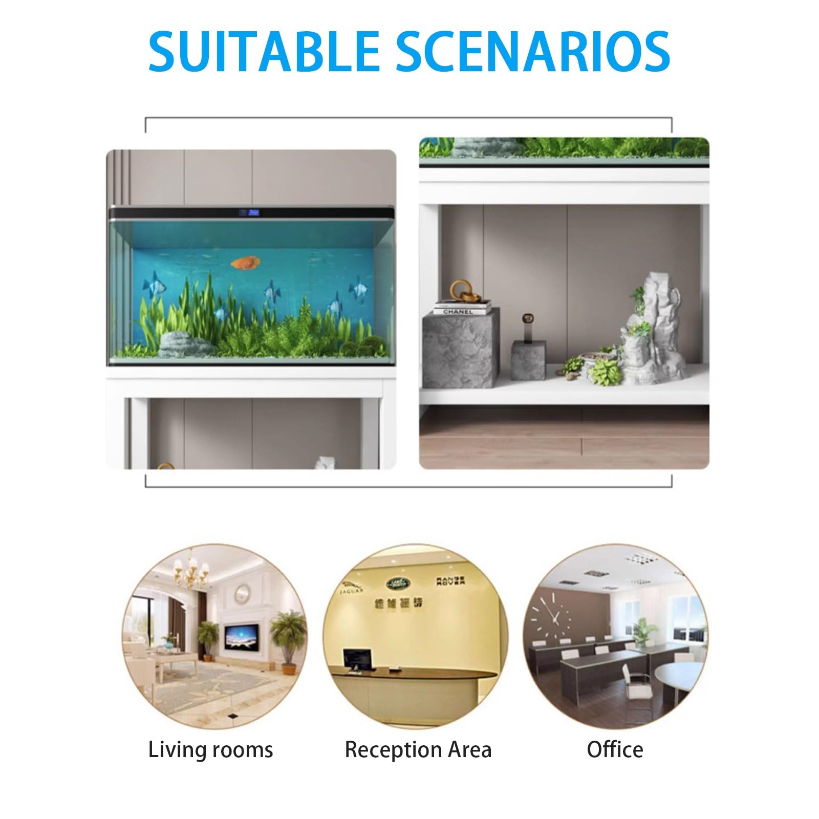 Supporto per acquario multi-spazio Armadio multifunzionale per acquario durevole versatile Supporto per acquario per salotti aree reception uffici stile F 60 x 30 cm