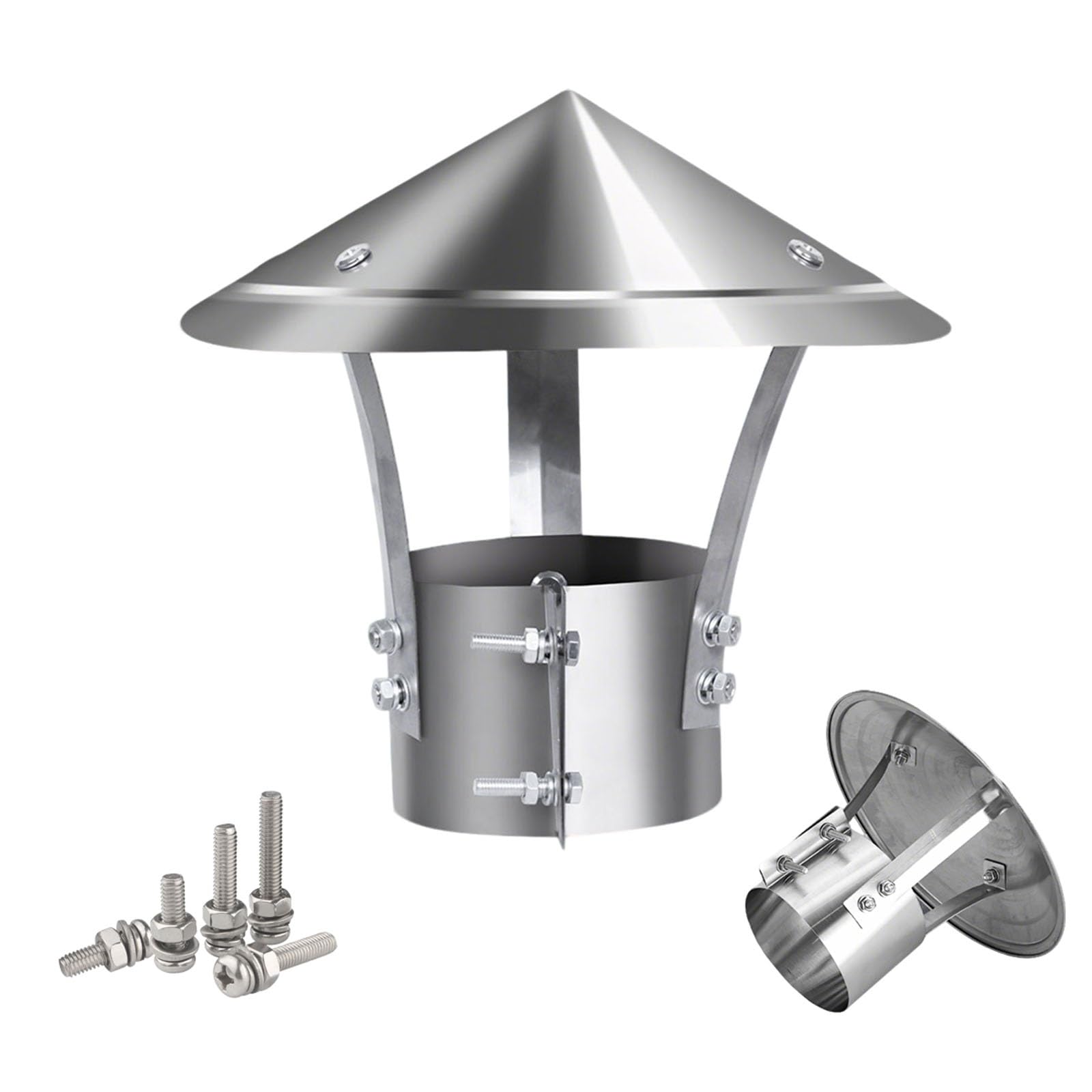 MYXJGNAIY 201 Stainless Steel Chimney Cap, Fireplace Flue Lid Chimney Cover, Furnace Vent Chimney Cowl, Chimney Roof Rain Guard, Adjustable Bottom Stove Pipe Caps, Easy Installation(4.7in)