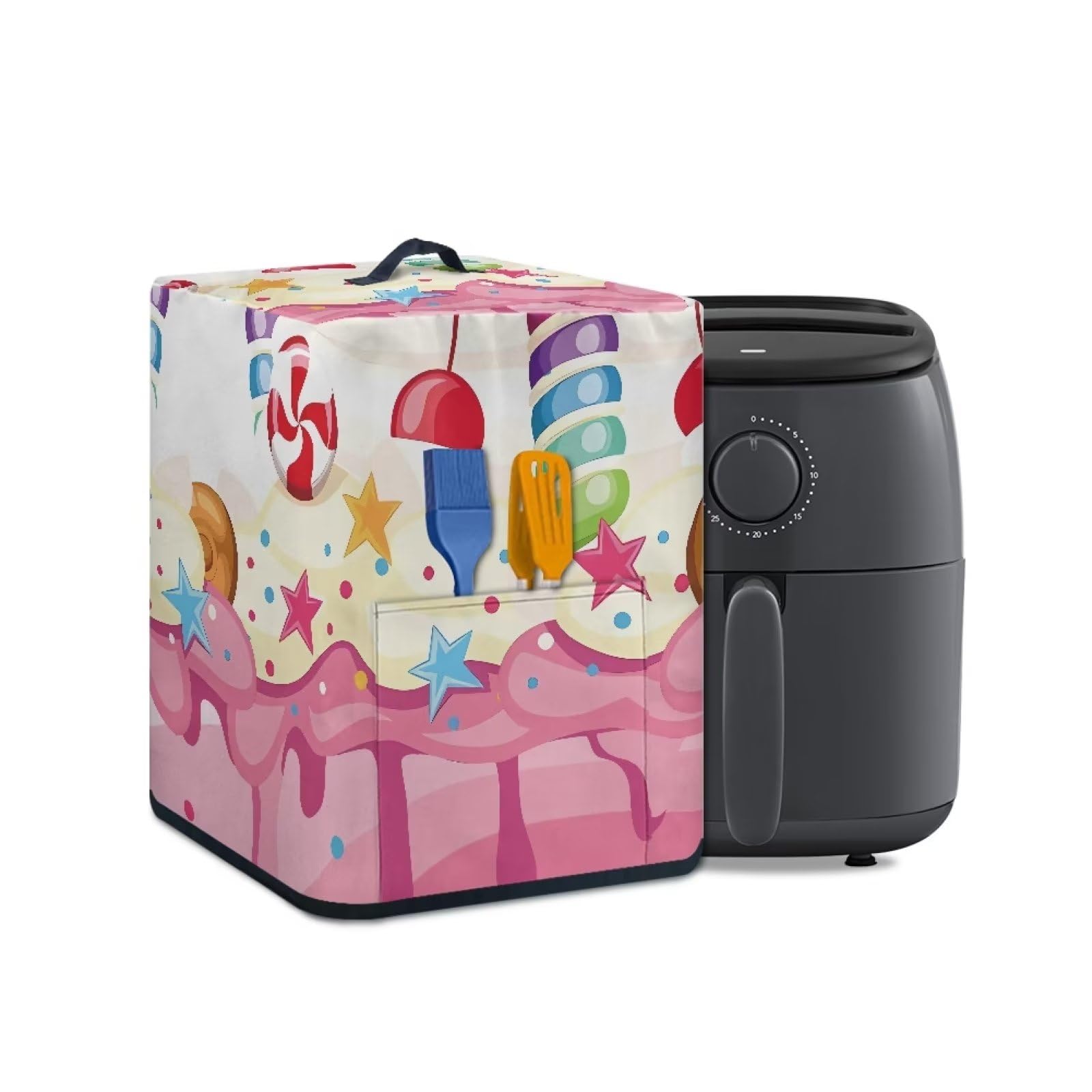 FKELYI Ice Cream Funny Design Air Fryer Dust Cover Washable Air Fryer Cooker Fingerprint Protector Kitchen Appliance Accessories
