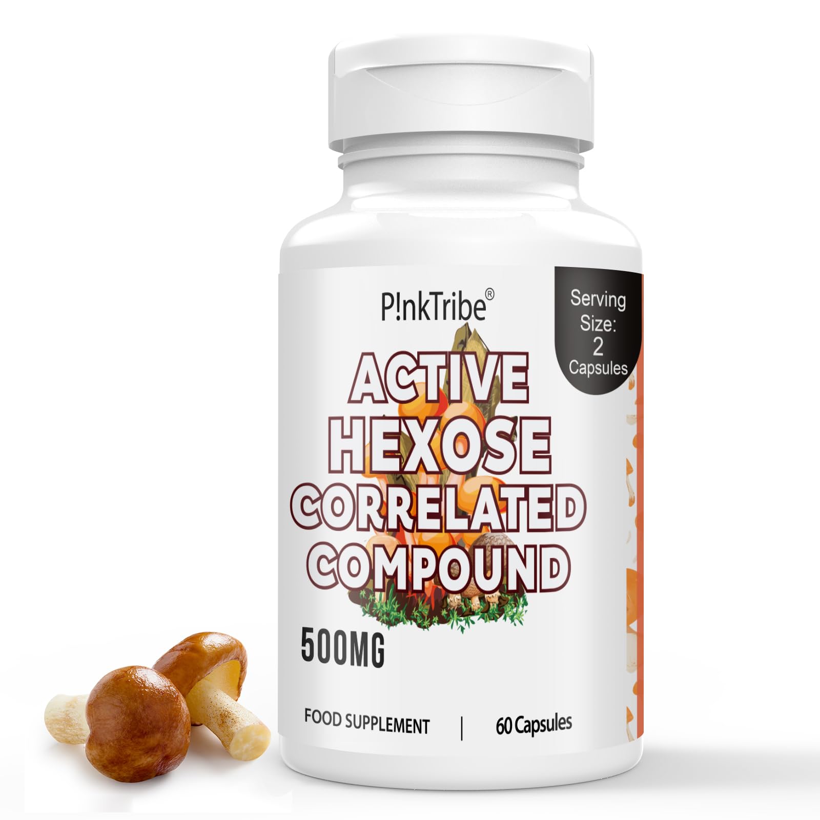 Active Hexose Correlated Compound 500mg - Supports Immune Health, Liver Function & T-Cell/Natural Killer Cell Activity - 60 Veggie Capsules (Pack of 1)