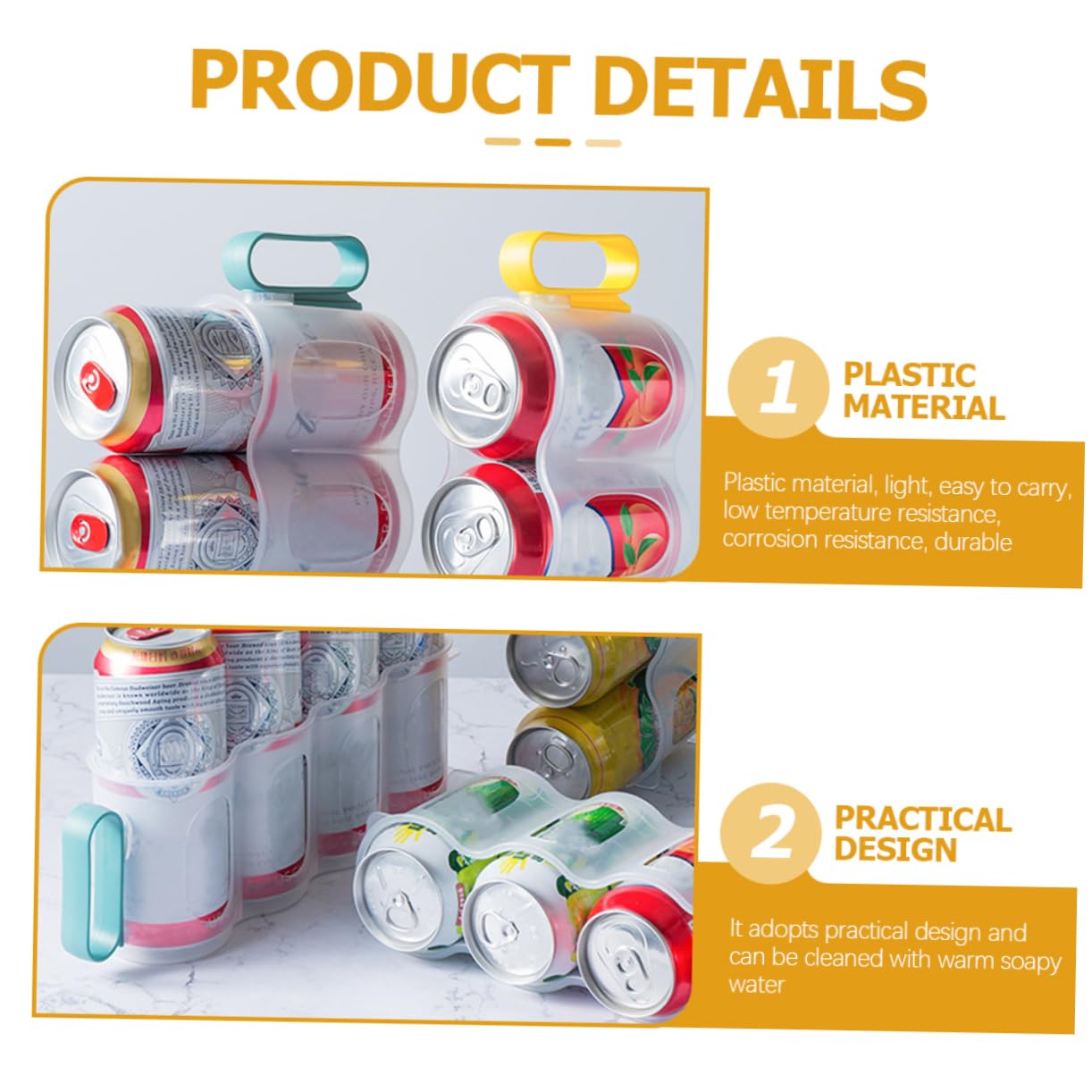 Garneck 3pcs Refrigerator Soda Can Organizer Beverage Holder for Beer Soft Drinks Practical Storage for Fridge Easy to Clean for Home Kitchen and Bar