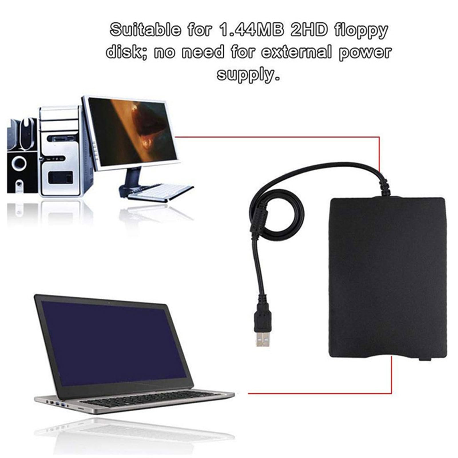 Ausla Lettore di Floppy Disk USB, unità Floppy Disk Esterna Portatile per Floppy Disk da 3,5 Pollici 720KB 1.44MB, con Forte Anti-interferenza, Compatibile con PC Laptop da 98 a 8.