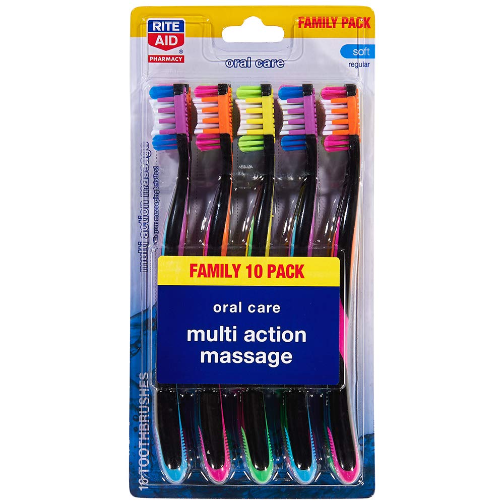 Rite Aid Oral Care Multi Action Massage Toothbrush, Soft - 10 ct