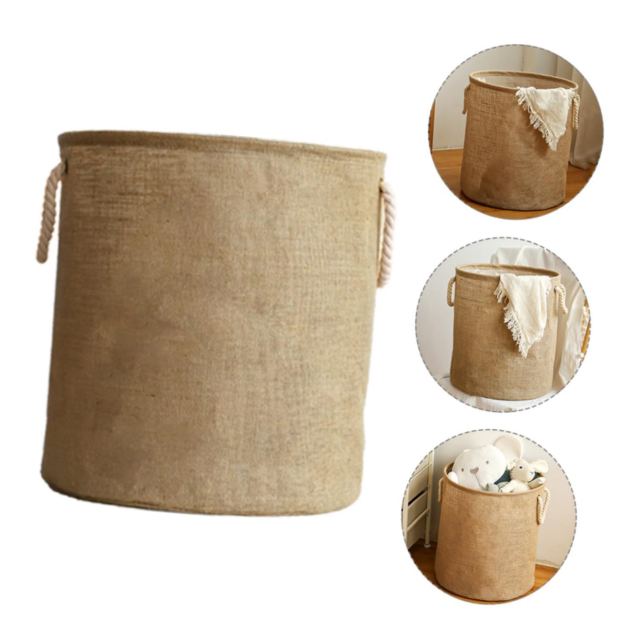 Schmutzwäschekorb Groß aus Jute und Baumwollseil Braun