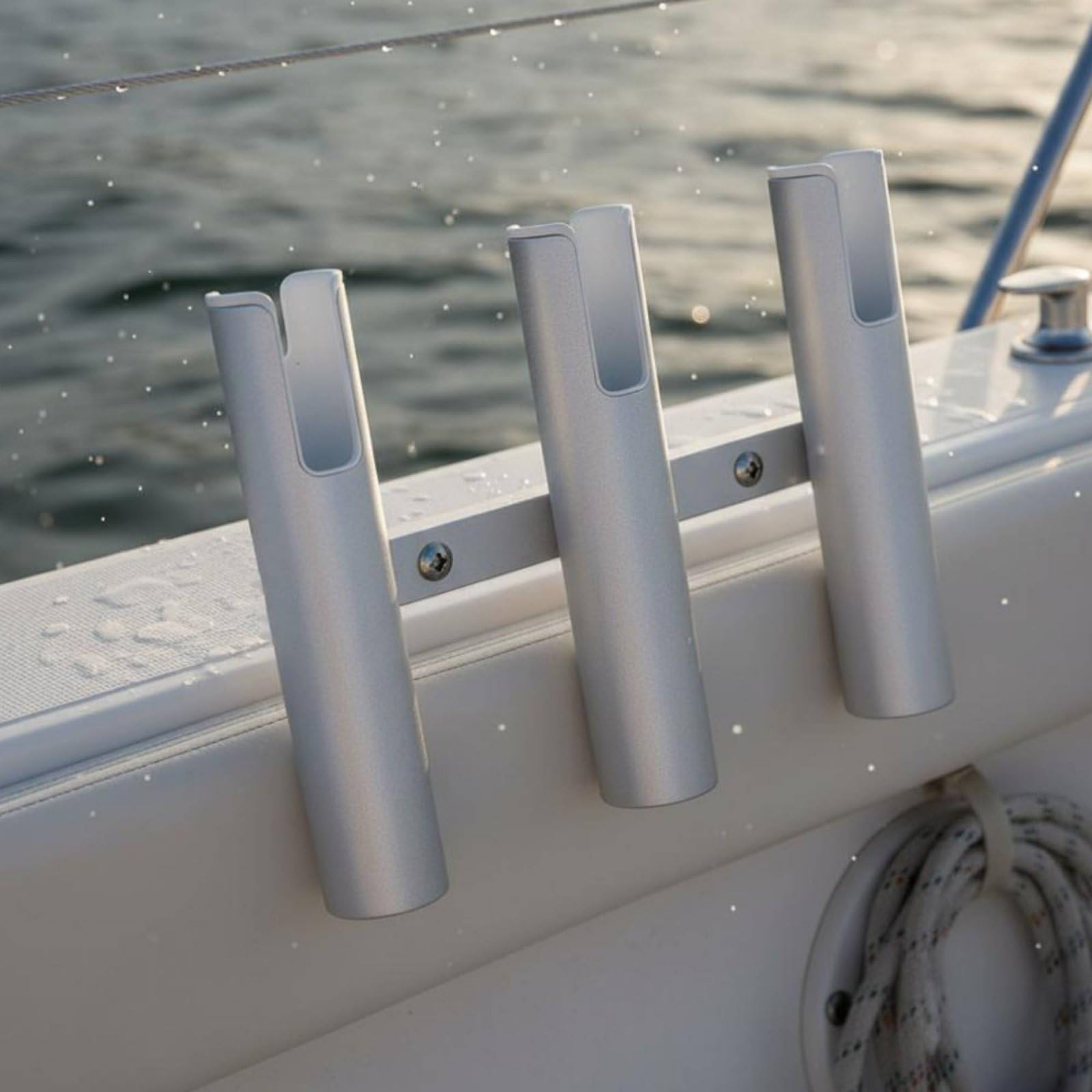 Portacanne da Barca in Alluminio Salvaspazio Antigraffio per Pesca a Pesca Al Traino