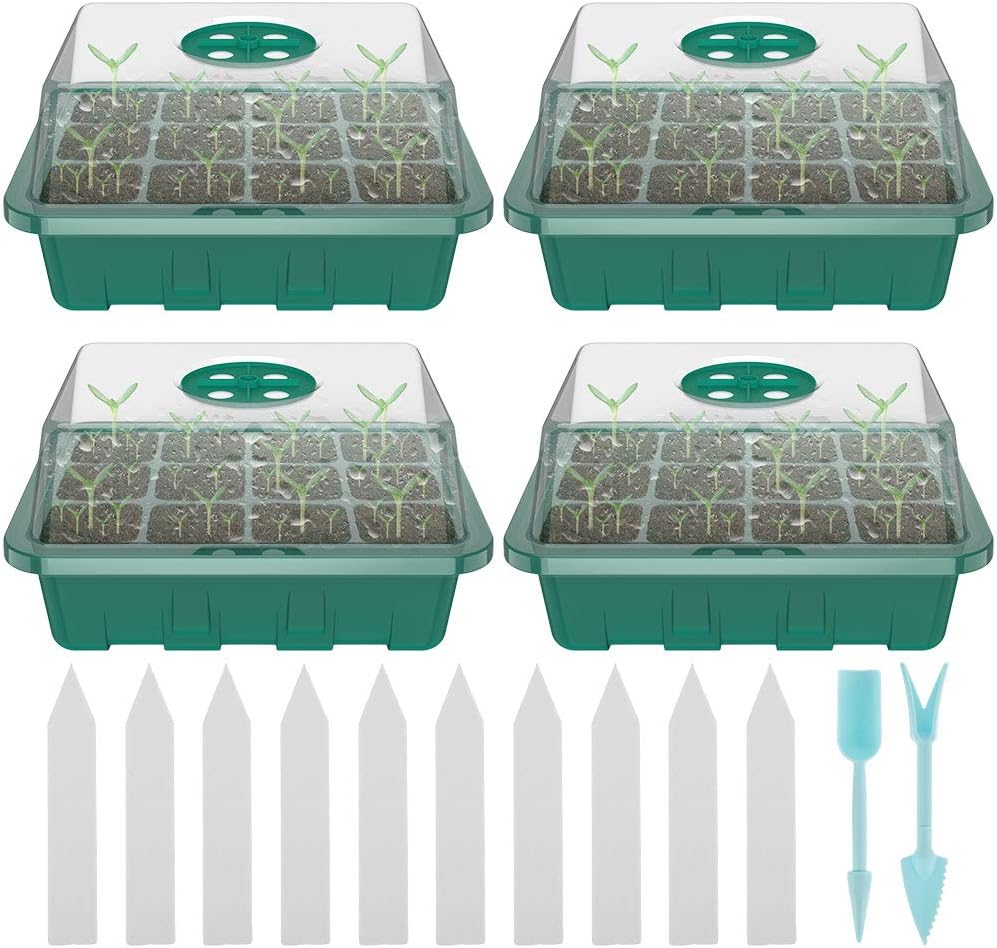 4pcs Seed Trays with Lids 12 Cells Propagators for Plants Plant Germination Trays Humidity