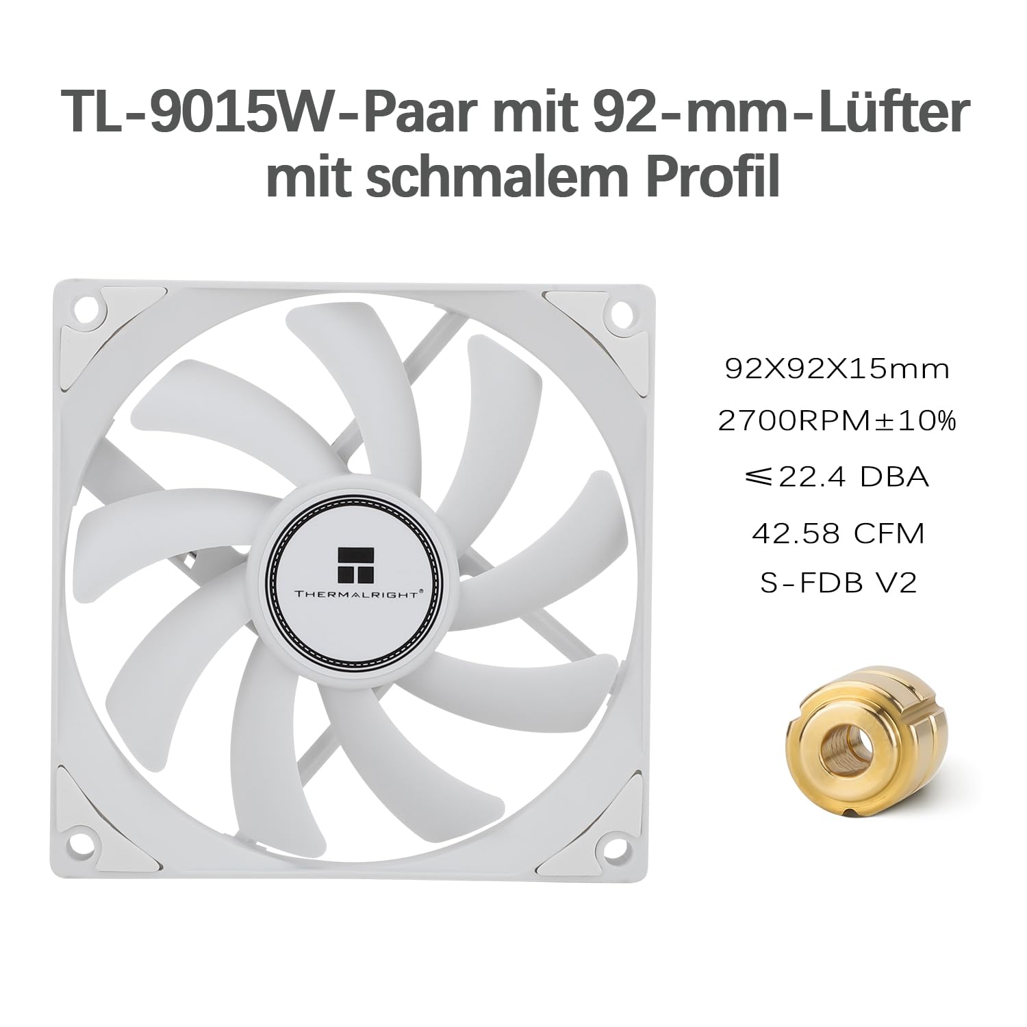 TR-Thermalright AXP90 X47 Blanc Refroidisseur de CPU, Ventilateur Silencieux 92mm Bas Profil-2700tr/min, pour AM4/AM5, Intel LGA1851/1700/115x/1200, Refroidisseur PC Bas Profil pour ITX