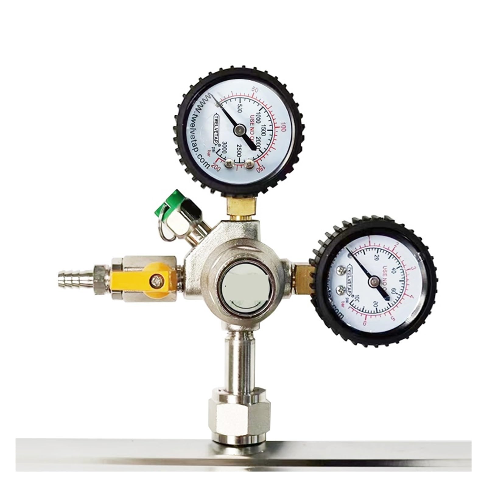 Reduktor ciśnienia CO2, Regulator CO2 Reduktor ciśnienia piwa Homebrew Regulator Podwójny manometr - Kegerator piwa z beczki z ciśnieniowym zaworem bezpieczeństwa