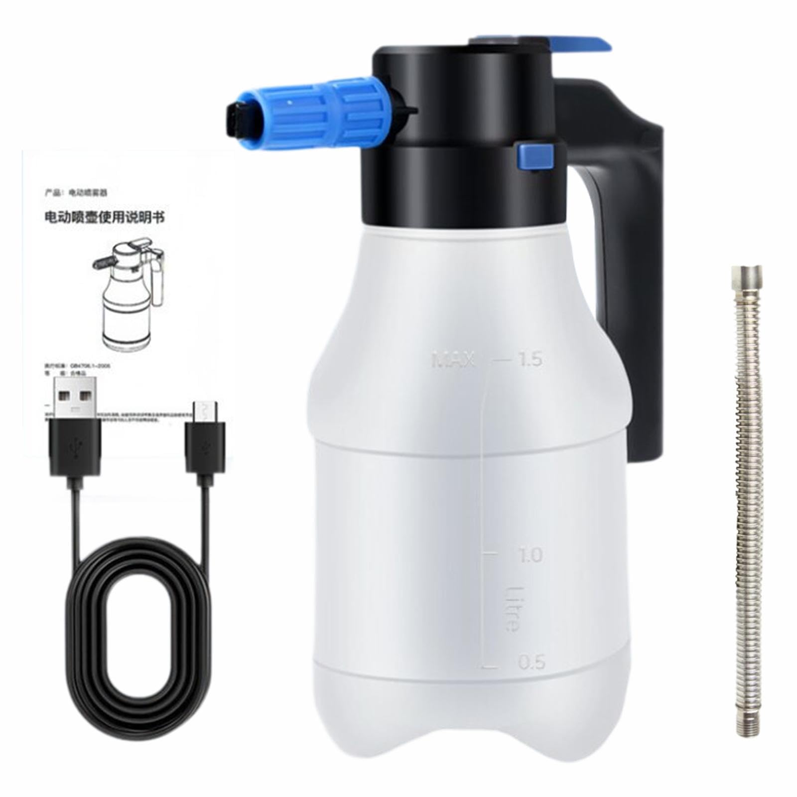 MFMEXUL 1.5 Liters Car Electric Foaming Sprayer Set White Rechargeable Labor Saving