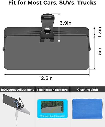 Miniatura 21 de JOYTUTUS Visera solar para SUV, paquete de 2 extensores polarizados para camión, extensión universal UV400 para visera de automóvil, antirreflejos