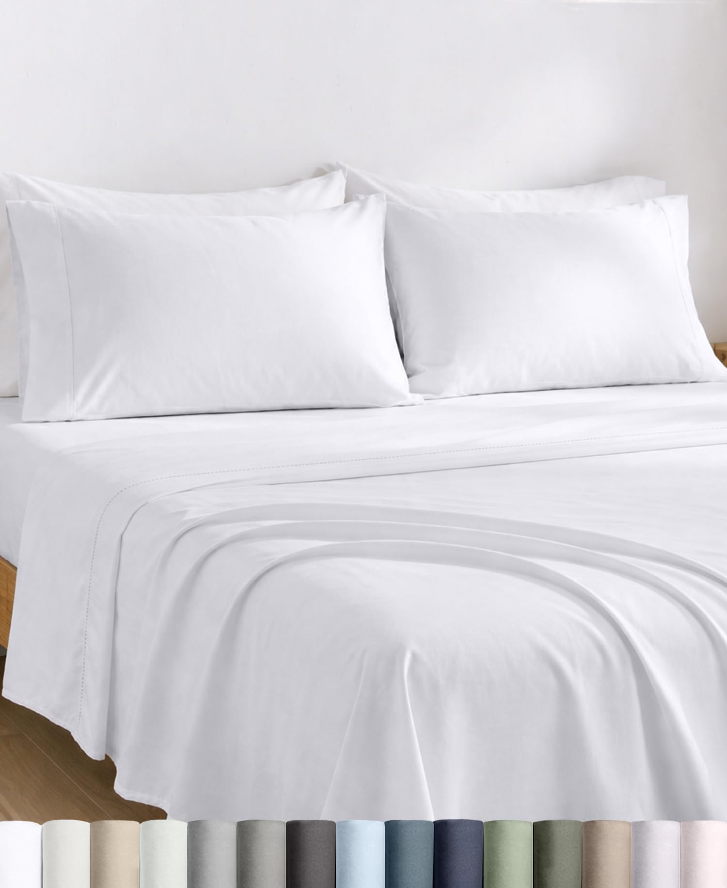 California Design Den Egyptian Cotton Sheet Set in Bright White