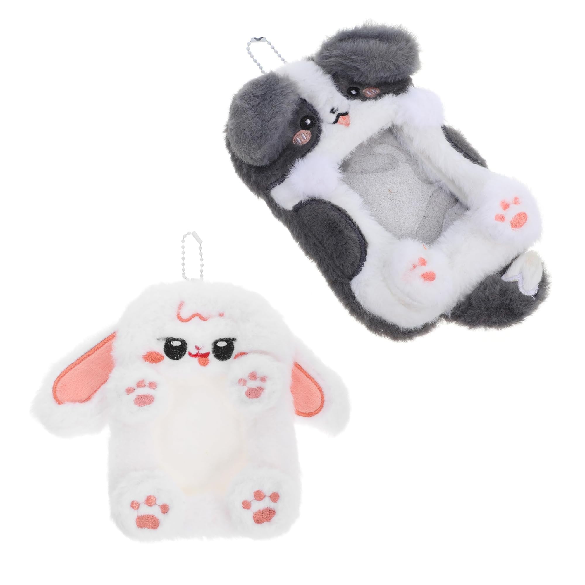 CHENNAN 2 pièces Pochette Photo d'animal de Dessin animé, Porte-cartes photo mignon avec chaîne pendentif, Range-Photos en Peluche pour Cartes Pochette Photo en Peluche, Porte-carte Kawaii (A)
