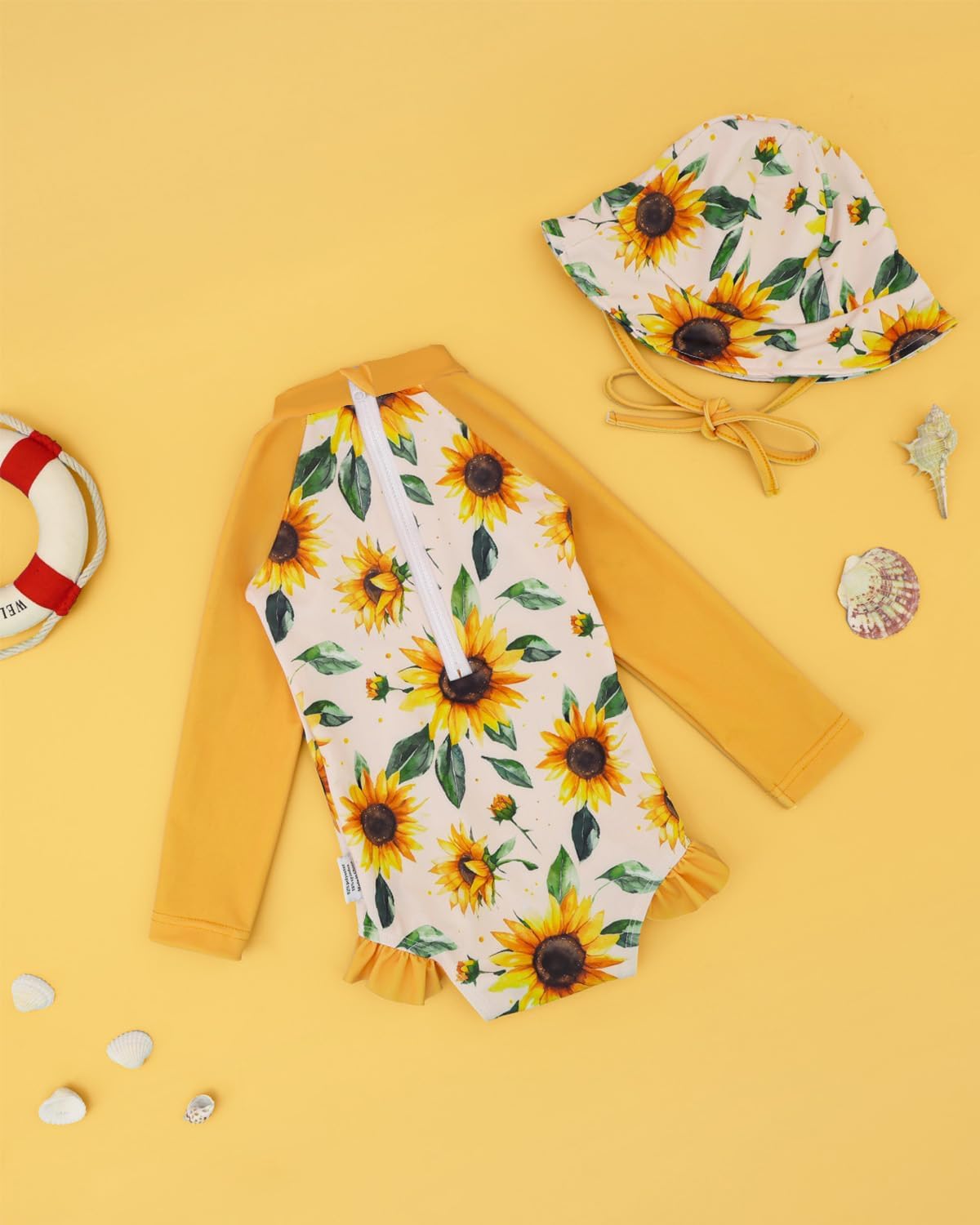 babygoal Baby Girls Long Sleeve One Piece Rash Guard Swimsuit with Zipper, UPF 50+ Sun Protection - Image 4