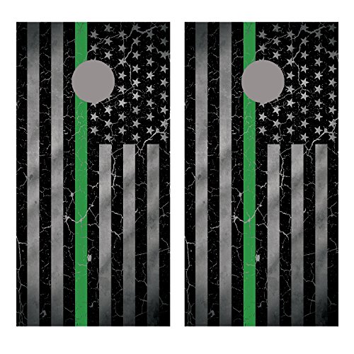 Green Line Crackle Cornhole Board Decal Wraps (Laminated)