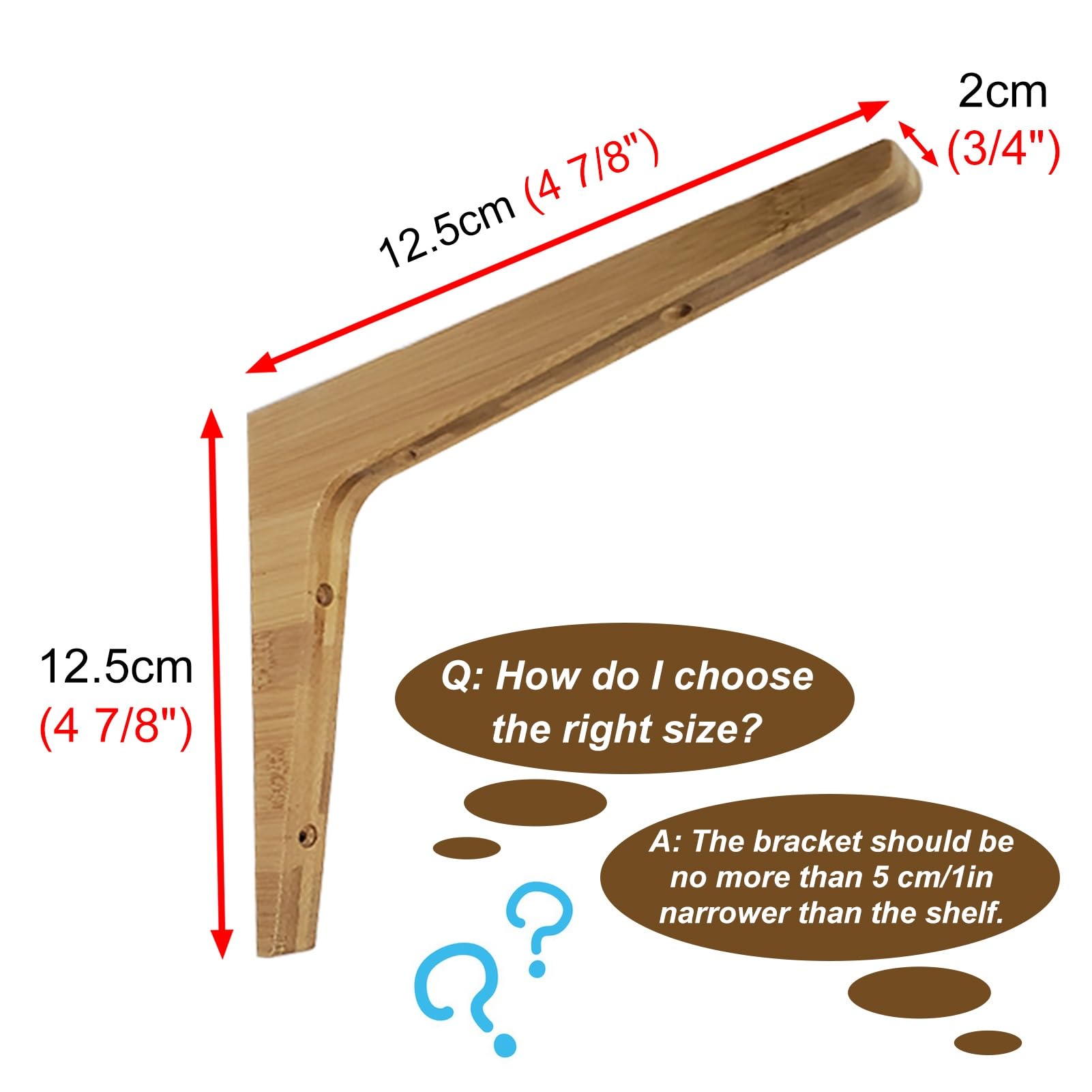 Escuadras para Estanterias Juego de 6 Soportes para Estantes Flotantes de Madera Maciza | Soporte para Estante en Forma de L (10, 15, 20, 25, 30, 35 cm) – Soporte Decorativo para Estantería