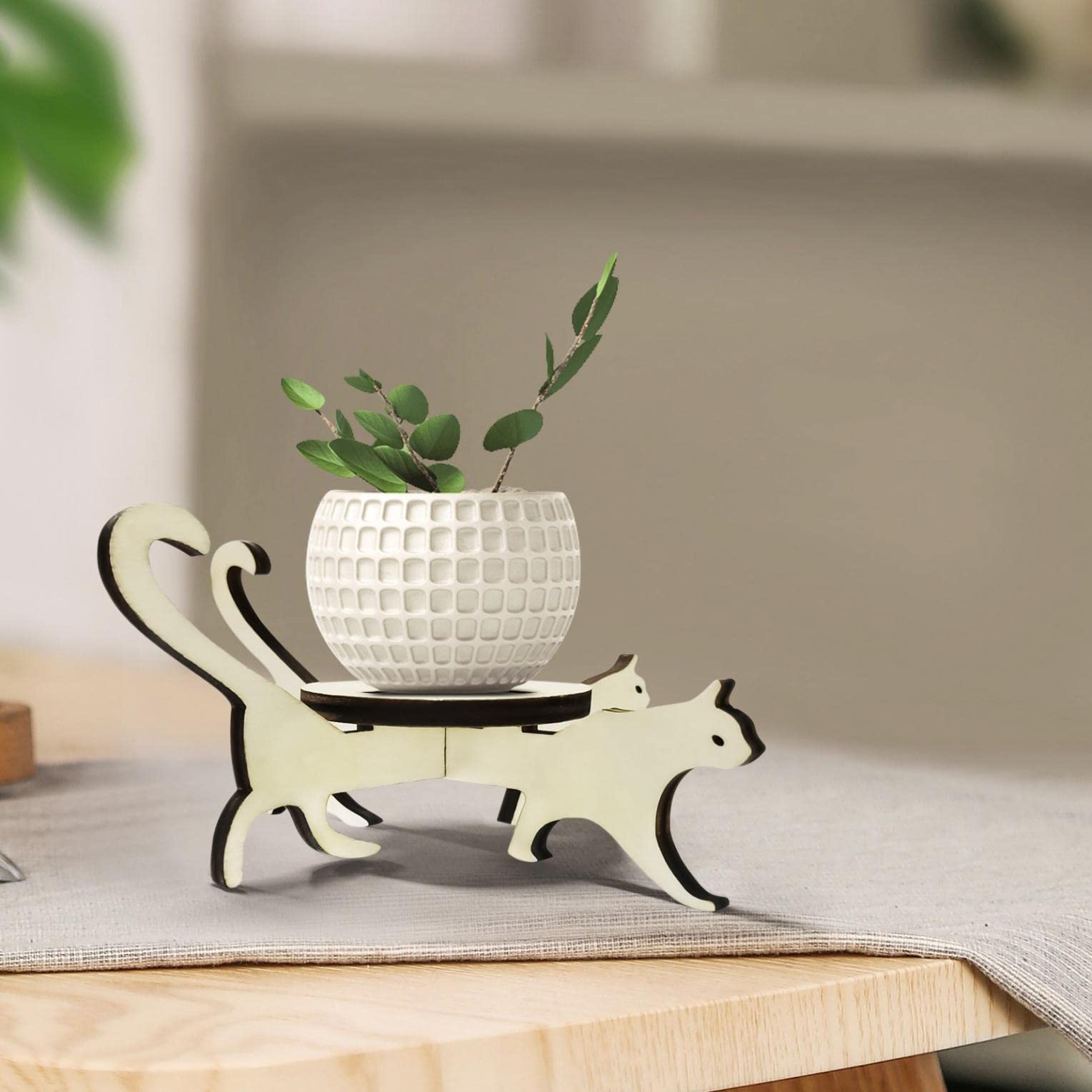 猫型木製スタンド Amazon.co.jp: 猫フラワースタンド木製猫型植物フラワースタンド