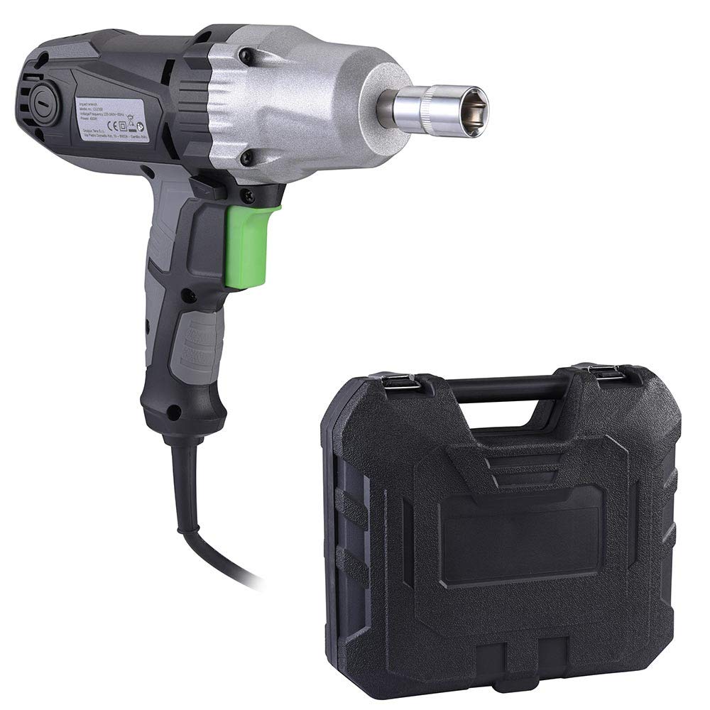 BAKAJI Avvitatore Elettrico Pneumatico ad Impulsi 4050 330Nm Attacco 1/2" Manico Ergonomico Antiscivolo con Custodia Valigetta e Bussole in Varie Misure Svita Avvita Bulloni Per Pneumatici Auto