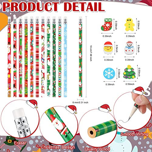Lápices y gomas de borrar navideñas 72 piezas miniatura 2