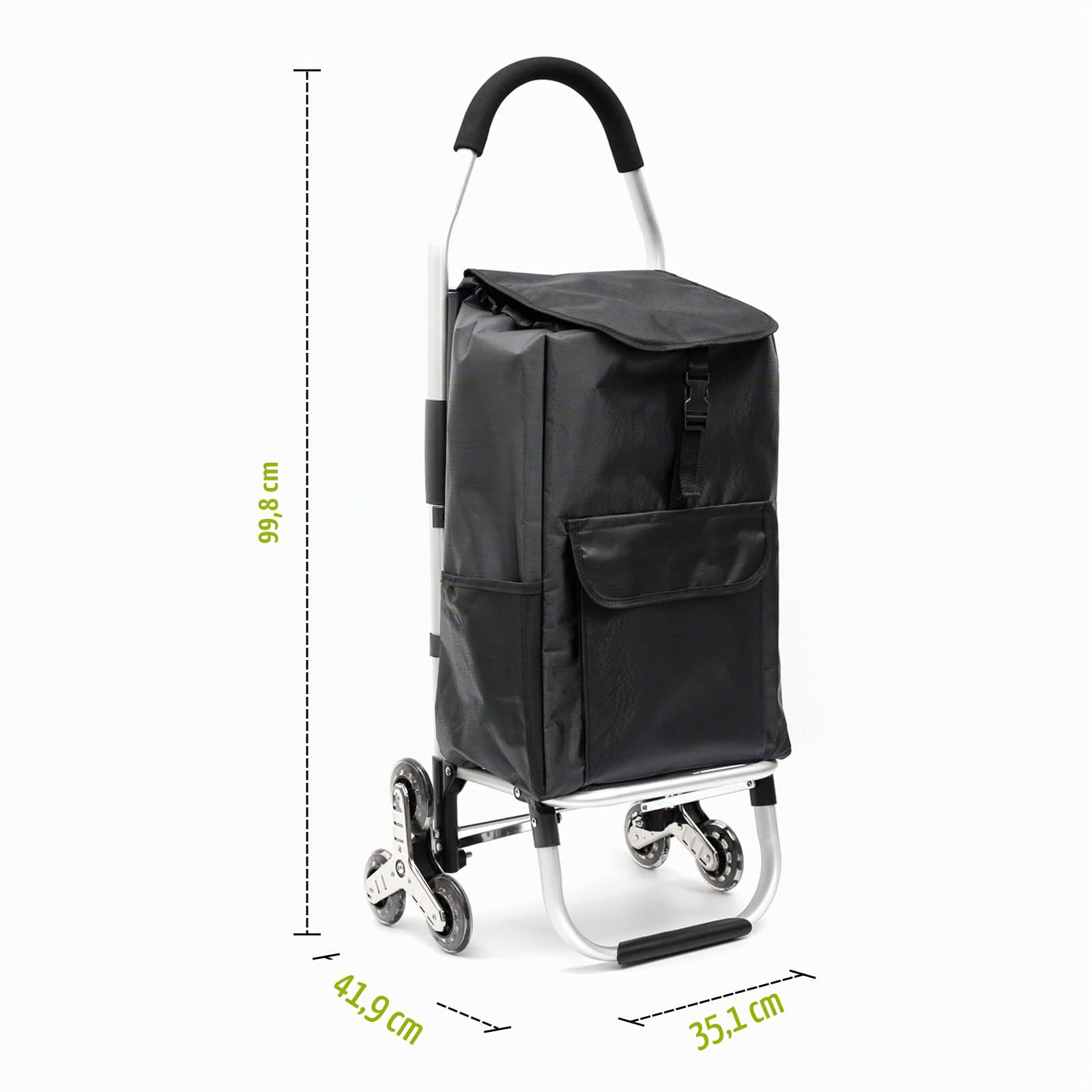 Faltbarer Einkaufstrolley (56 L),Robuster Einkaufswagen mit 6 Metallrädern, Abnehmbarer Kühltasche & Einkaufstasche,Praktischer Transportwagen für Zuhause und den Einkauf