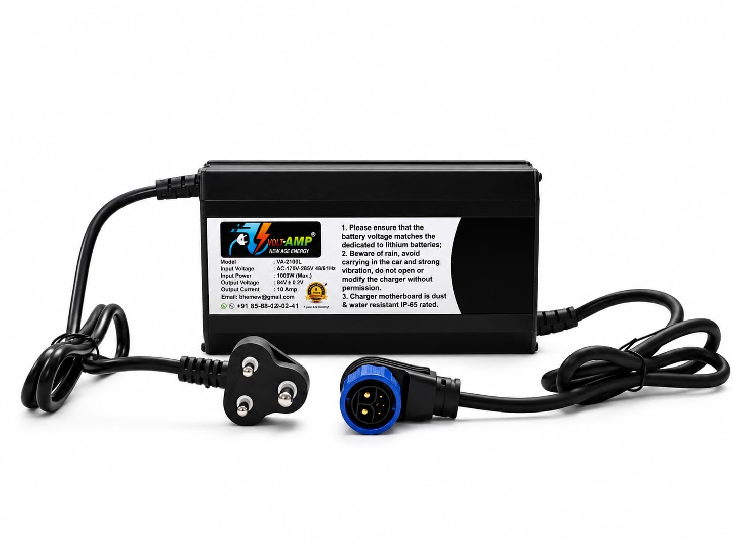 84V 10A Fast Charging SMPS Battery Charger Compatible with Okaya Fast F4 Electric Scooter, IP-65 Rated, Black-image-27