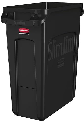 Miniatura 4 de Rubbermaid Commercial Products Slim Jim - Papelera/Basurero/Contenedor de Plástico Rectangular con Canales de Ventilación, 23 GAL, Beige, para