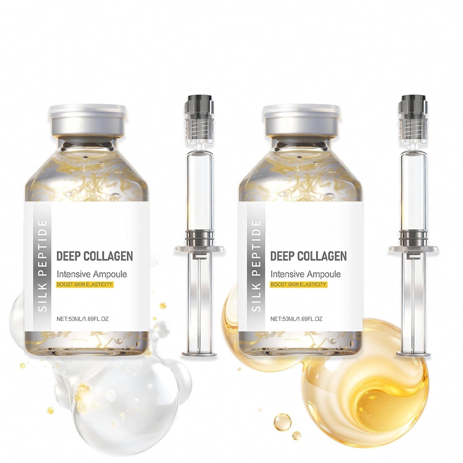 Fiala lifting intensiva ai peptidi di seta, sieri per rassodamento e lifting del viso con fiale lifting intensive ai peptidi di seta al collagene profondo, siero viso anti-età,2PCS