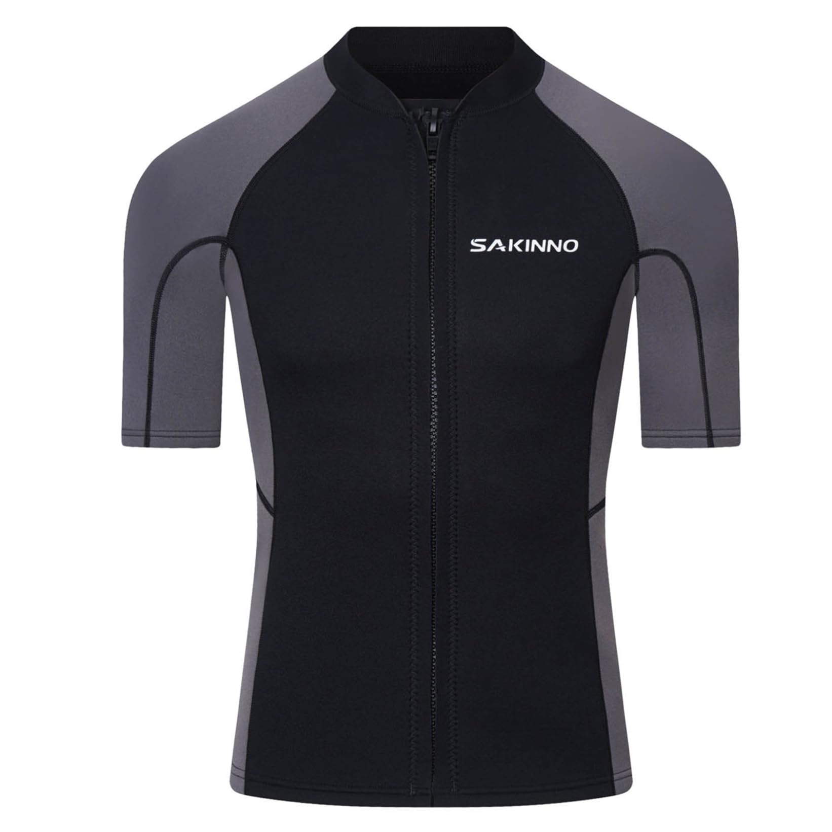 Herren Neopren Oberteil 2mm Neoprenanzug Top Badeshirt Rushguard Shirt mit Reißverschluss UV Schutz für Wassersport Surfen
