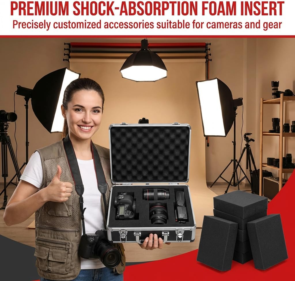 Polyurethane Foam Padding Inserts, 4 Pack 16 x 12 x 1 Inch Black Soft Cuttable Foam Sheets for Cases, Toolboxes, Furniture Protection, Automotive & Packaging