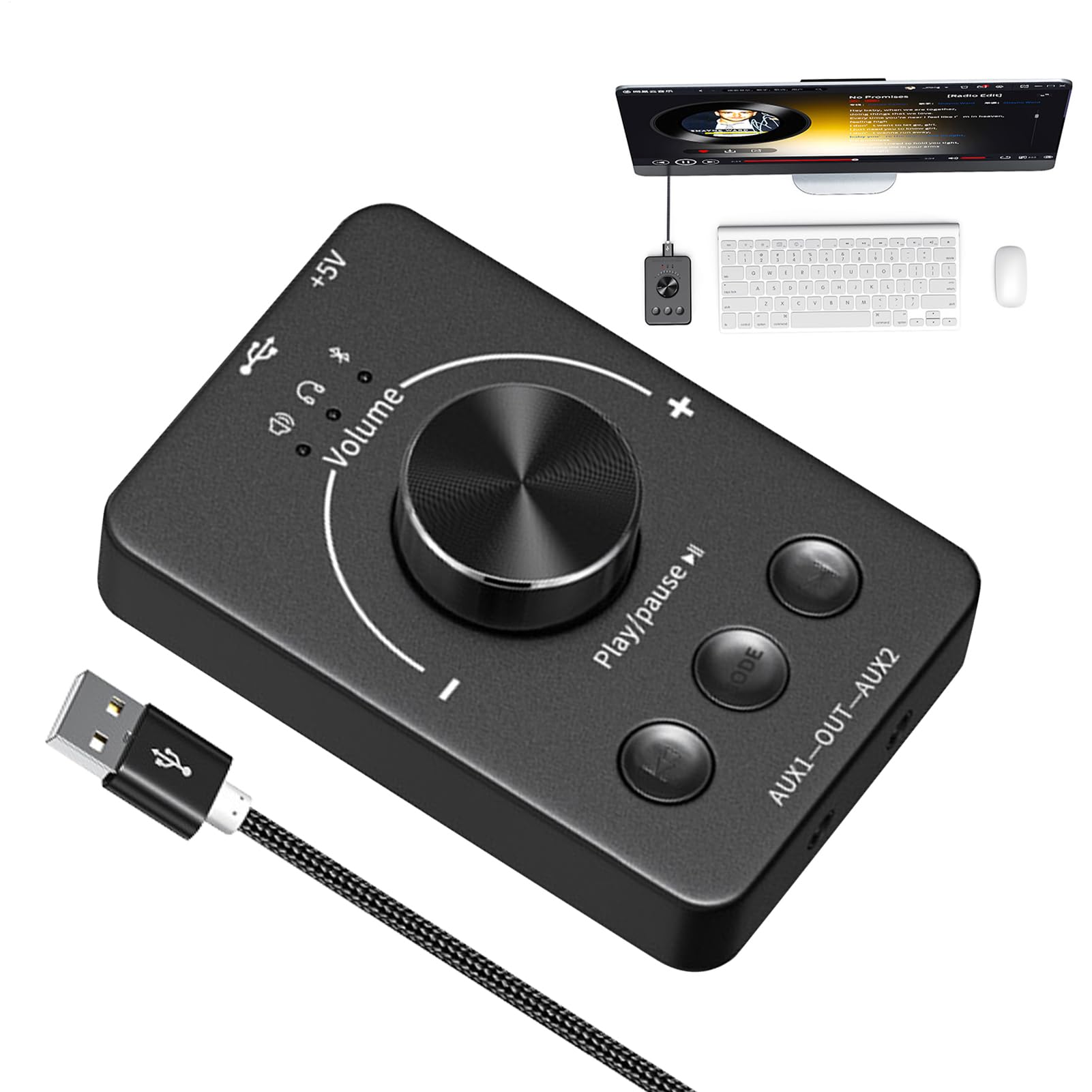 PC-Lautstärkeregler, Multimedia-Lautstärkeregler | USB-Multimedia-Lautstärkeregler | USB-Lautstärkeregler Mit Vier Rutschfesten Pads Für Zuhause, Internetcafé, Schule, Arbeitsbereich