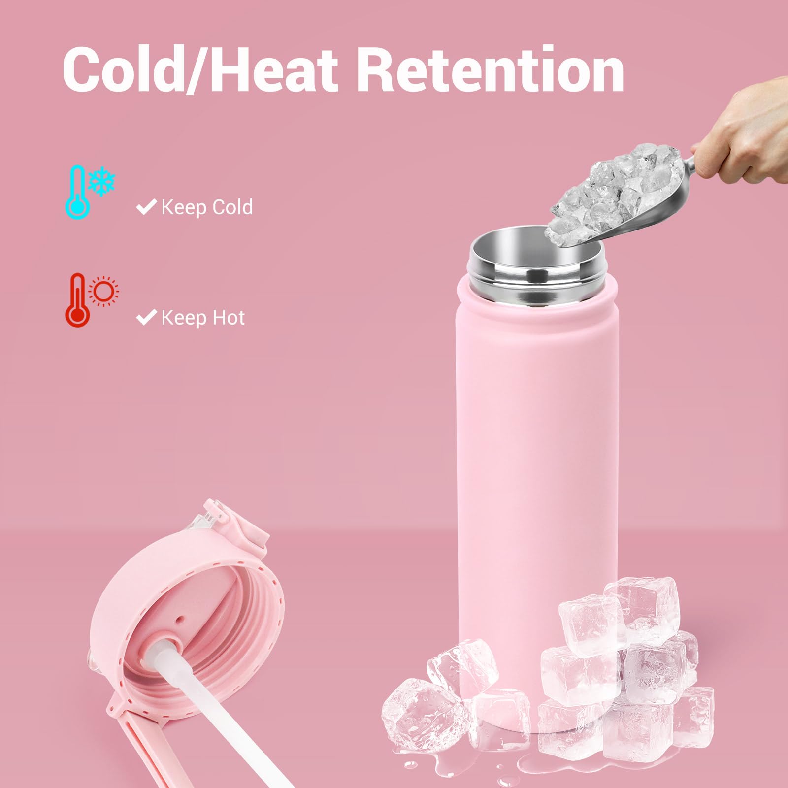 BuildLife 720ML Insulated Water Bottle with Straw,Leak Proof Double Walled Stainless Steel Metal Sports Water Bottles - Image 4