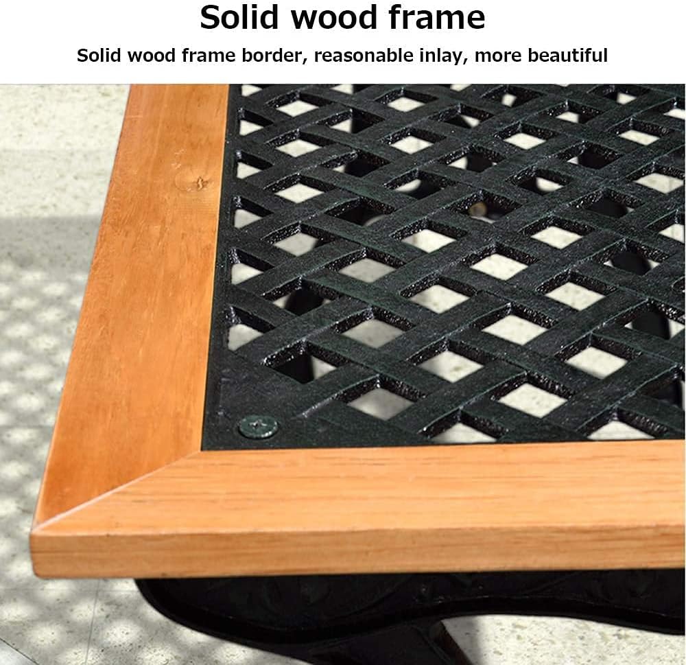 Park Garden Benches Outdoor Bench Cast Iron Frame and Anticorrosive Solid Wood Weatherproof Terrace Benches 2-3 Seats Bench