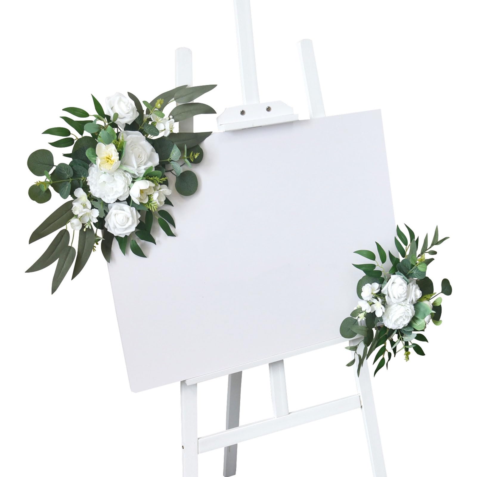 OSNIYAW 2Pcs Realistic Artificial Flower Swag Wedding Ceremony Sign for Wedding Reception Backdrops Arrangements Outdoor Fence Decoration