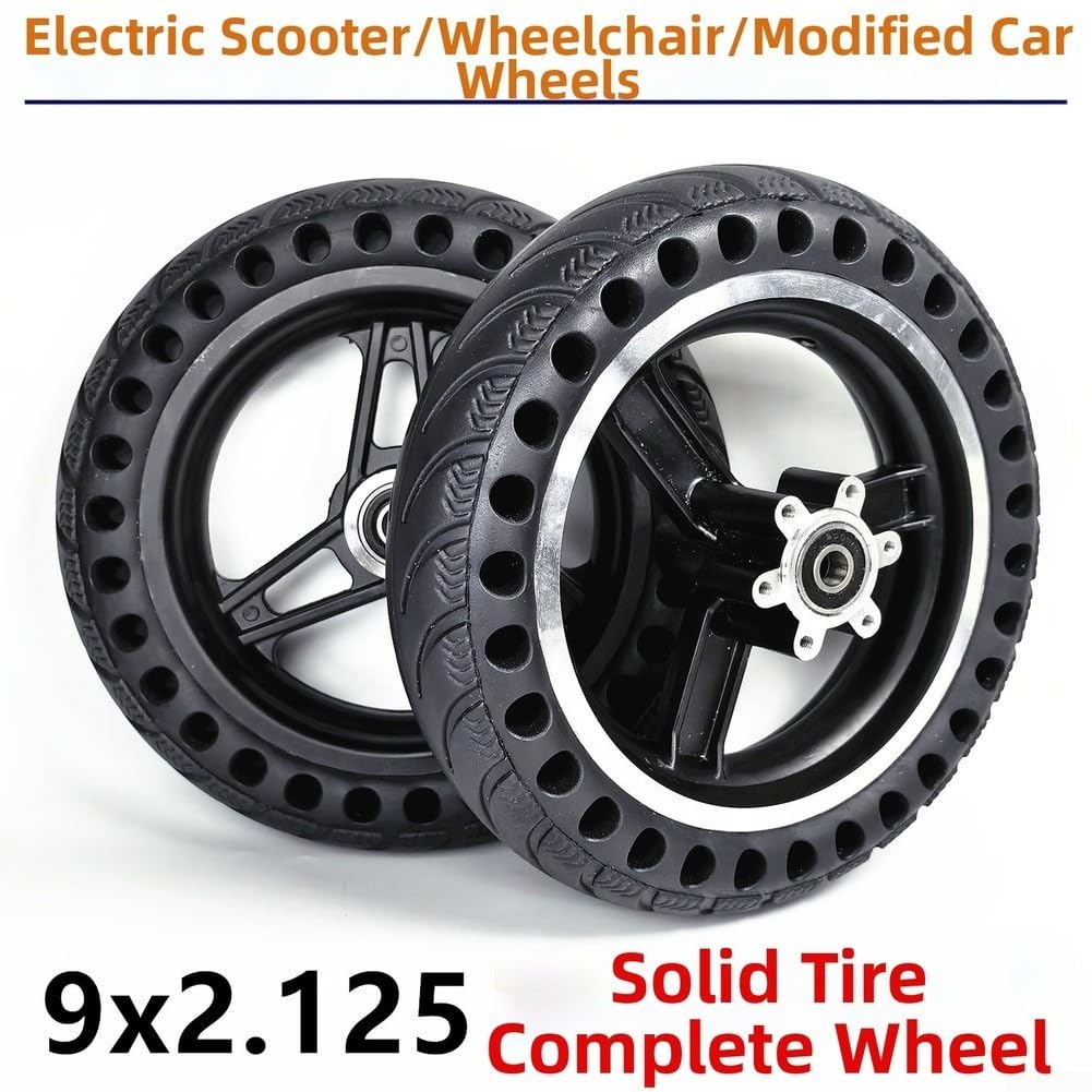 Roue de pneu solide 9 x 2,125 pour scooter Xiaomi Charge 100 kg (10 mm)