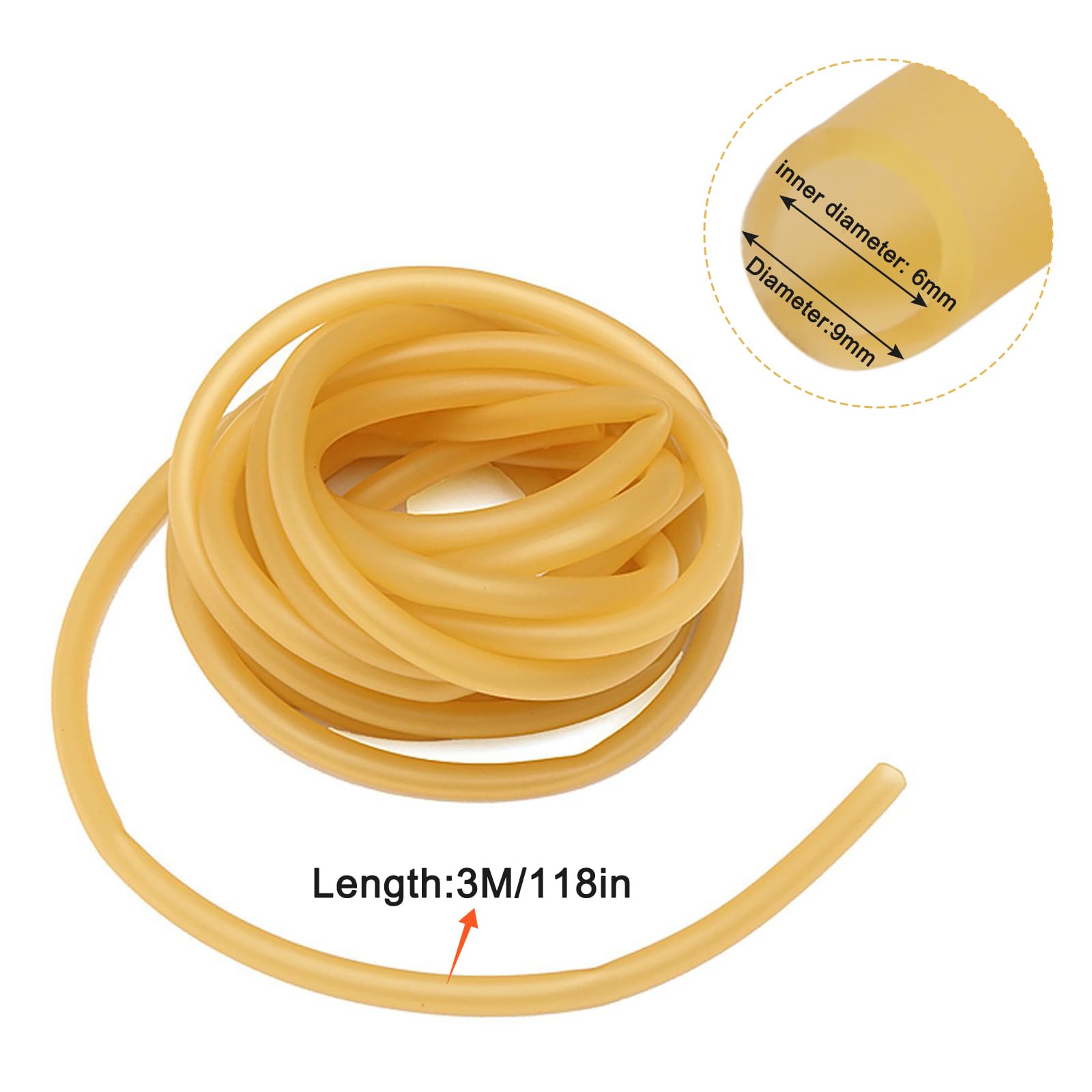 Tubo in lattice di Fionda, 3M 6x9mm Naturale Tubo di Gomma per Fionda Elastico Fitness Muscoli Rally Esercizio di Trazione Yoga