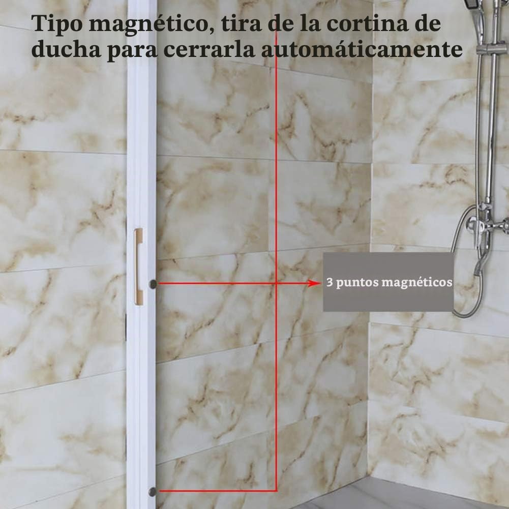 Cortina de Ducha Invisible magnética, Multifuncional Plegable en seco y en húmedo tabique de separación, baño de Agua y Moho-Prueba Cortina de Ducha,Negro,200 * 181/210cm