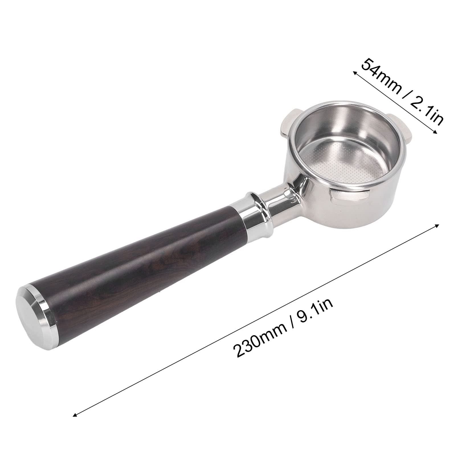 Portafiltro de café Portafiltro sin Fondo de Acero Inoxidable de 54 Mm para una Extracción de café Portafiltro Portátil para Breville 8 Series 870 880 (Madera Negra Africana)